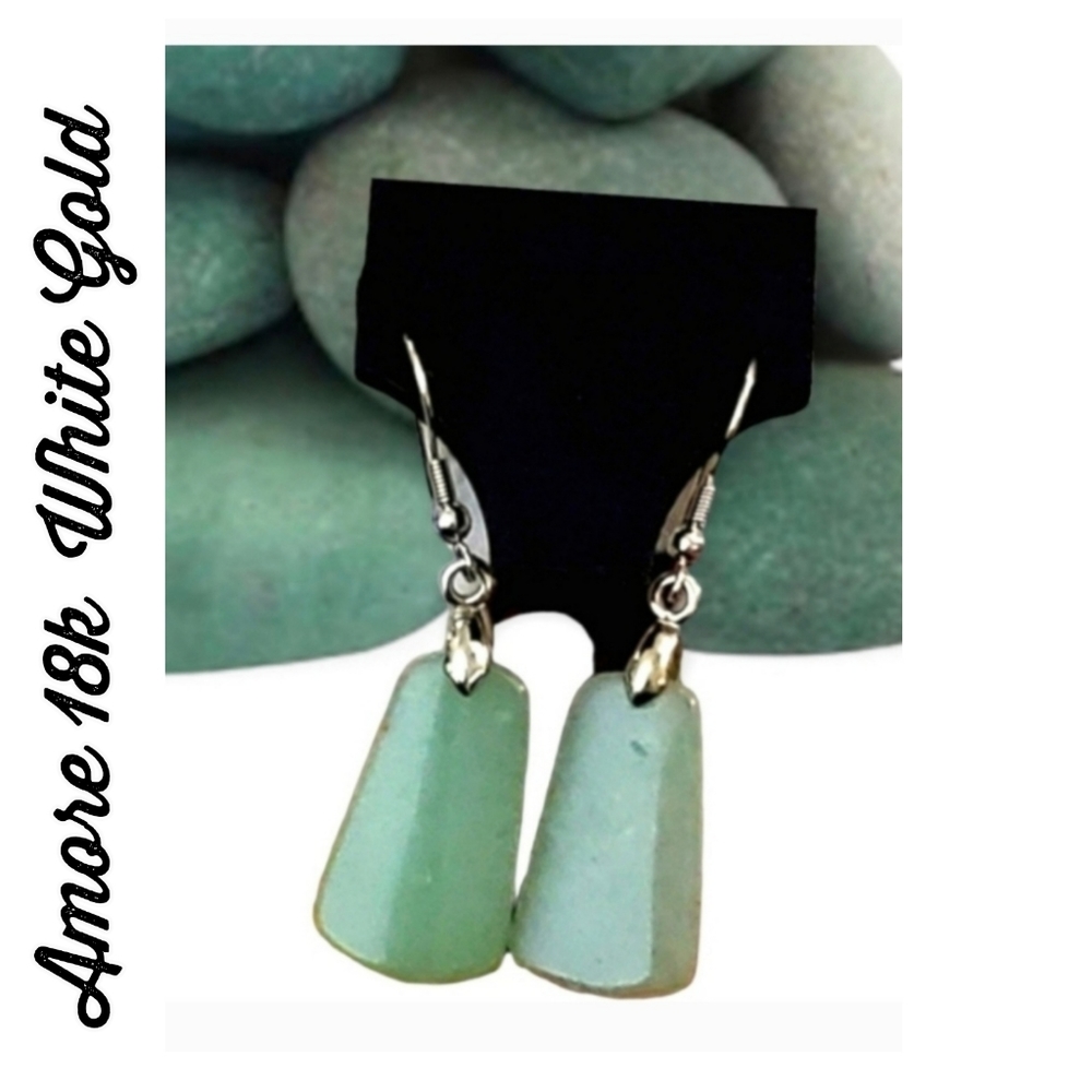 Amore Semi Precious Aventurine Stone Earrings